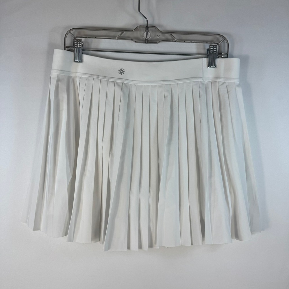 Athleta Match Point Pleated Skort White Tennis Golf Activewear Skirt Womens M
